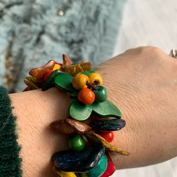 2/45$ 🎉. Colorful stretch wooden bracelet - Picture 2 of 3